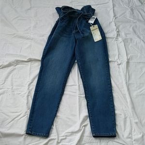 Women's high waist paper bag skinny jean